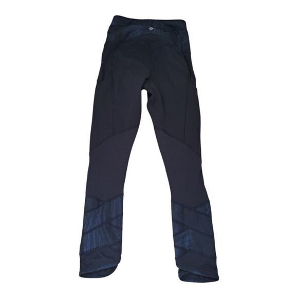 Lululemon Women's Fresh Mesh Run Side Pockets Blue Black Yoga Sports Gym Sz 2 - Picture 2 of 7